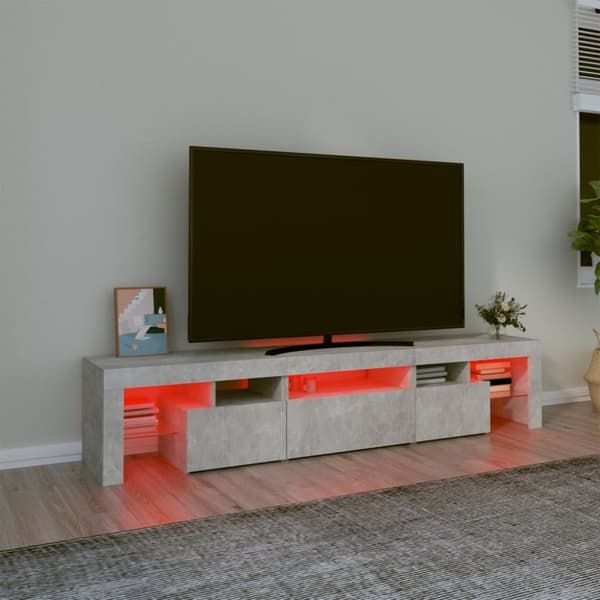 vidaXL TV-benk med LED-lys betonggrå 200 x 36,5 x 40 cm