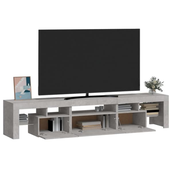 vidaXL TV-benk med LED-lys betonggrå 200 x 36,5 x 40 cm