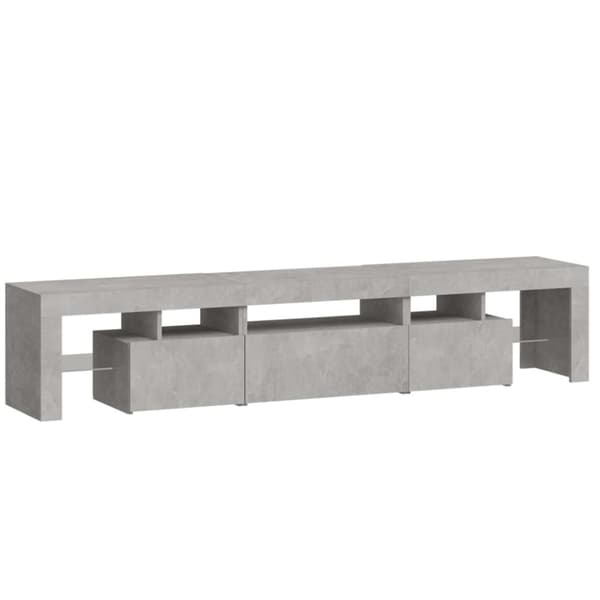 vidaXL TV-benk med LED-lys betonggrå 200 x 36,5 x 40 cm