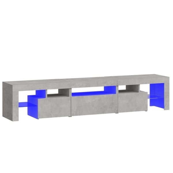 vidaXL TV-benk med LED-lys betonggrå 200 x 36,5 x 40 cm