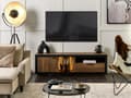 Miniatyrbild 2 av 11: TV-bänk Ljust Trä Svart Konstruerat Trä Förvaringslåda Bakgrundsbelysning Konstgjord Trädstubbe Boho Skänk Vardagsrum