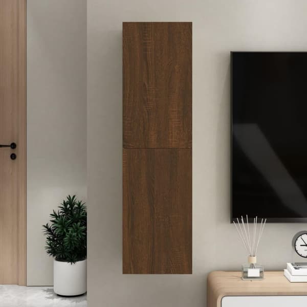vidaXL væghængt tv-skab 30,5x30x110 cm brun egetræsfarve