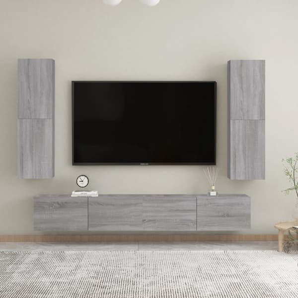 vidaXL Väggmonteradt tv-skåp grå sonoma 30,5x30x110 cm