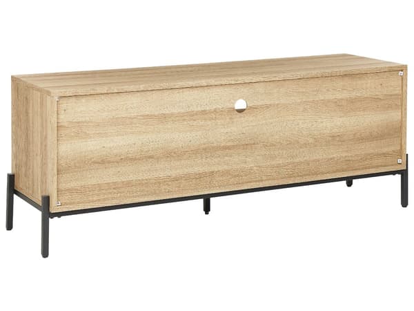 TV Bord Lyst Træ Grå 140 x 40 cm TV Møbel med Opbevaring Hylder og Låg Fjernsynsbord til Stuen Mediebænk Bord Tilbehør