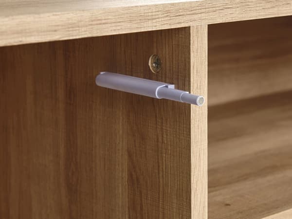TV Bord Lyst Træ Grå 140 x 40 cm TV Møbel med Opbevaring Hylder og Låg Fjernsynsbord til Stuen Mediebænk Bord Tilbehør