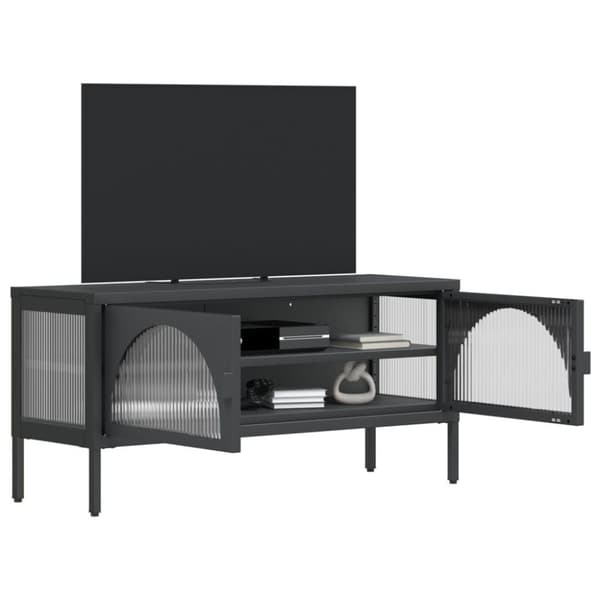 vidaXL Tv-bänk svart 105x35x50 cm glas och stål