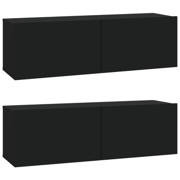 vidaXL Vegghengte TV-benker 2 stk svart 100x30x30 cm konstruert tre