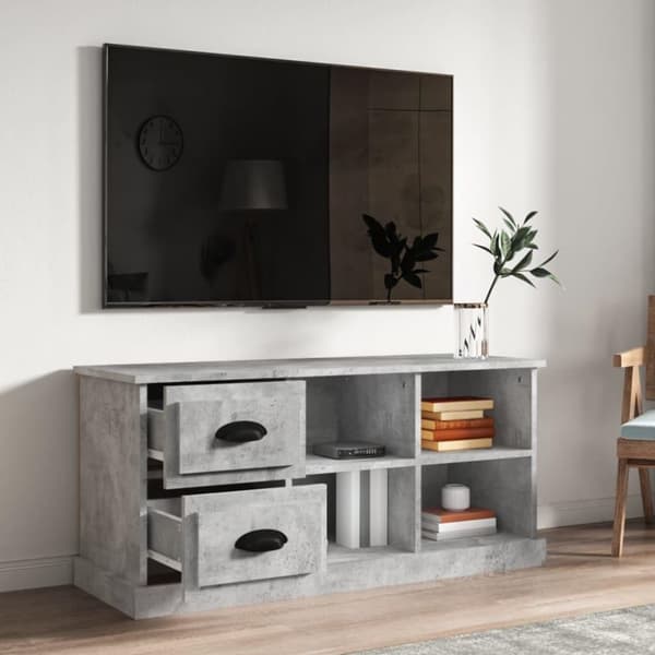 vidaXL TV-bänk betonggrå 102x35,5x47,5 cm konstruerat trä