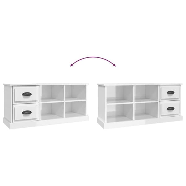 vidaXL TV-benk høyglans hvit 102x35,5x47,5 cm konstruert tre