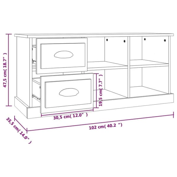 vidaXL TV-taso savutammi 102x35,5x47,5 cm tekninen puu