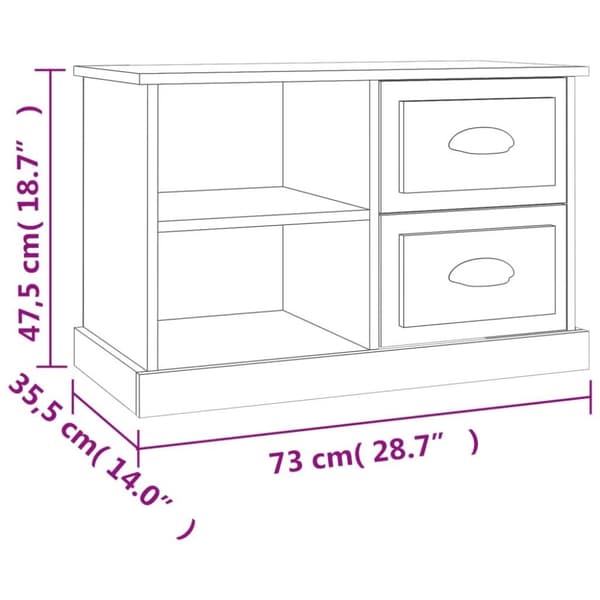 vidaXL TV-taso betoninharmaa 73x35,5x47,5 cm tekninen puu
