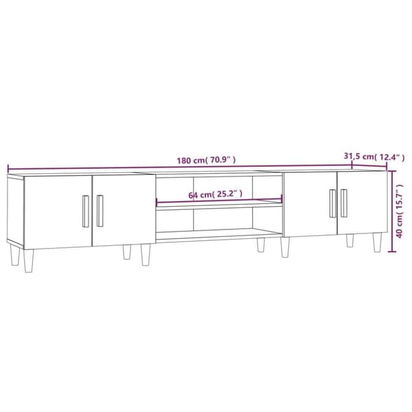 vidaXL TV-benk sonoma eik 180x31,5x40 cm konstruert tre