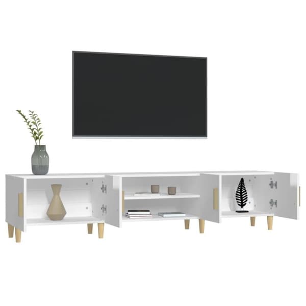 vidaXL TV-benk høyglans hvit 180x31,5x40 cm konstruert tre