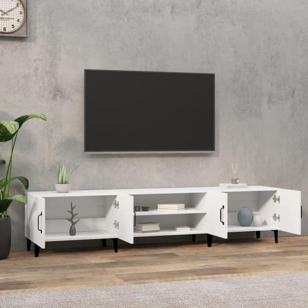 vidaXL TV-benk hvit 180x31,5x40 cm konstruert tre