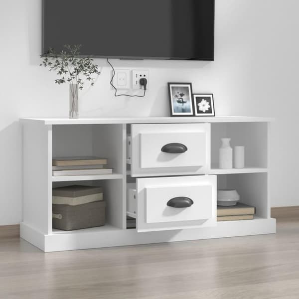 vidaXL TV-benk hvit 99,5x35,5x48 cm konstruert tre