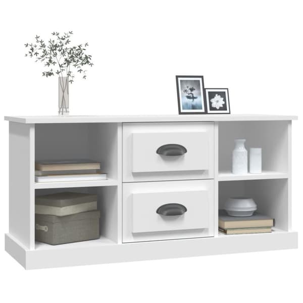 vidaXL TV-benk hvit 99,5x35,5x48 cm konstruert tre