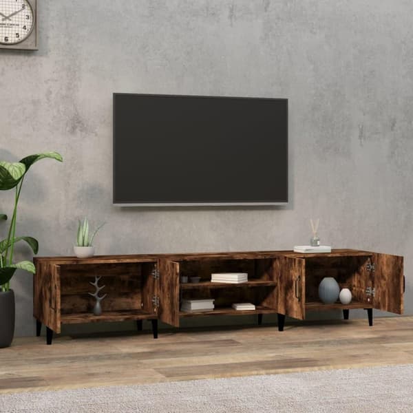 vidaXL tv-bord 180x31,5x40 cm konstrueret træ røget egetræsfarve
