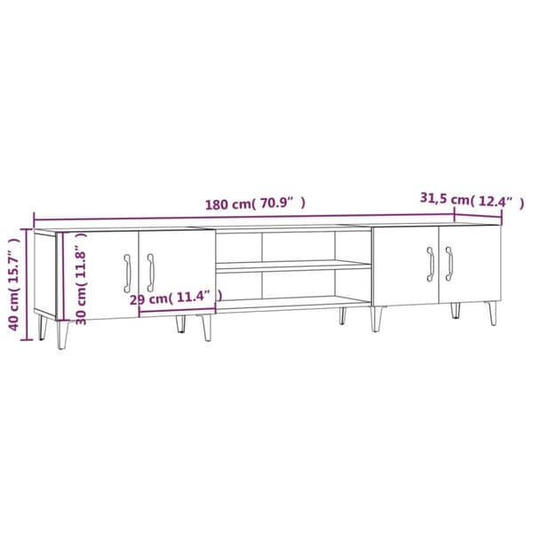 vidaXL tv-bord 180x31,5x40 cm konstrueret træ røget egetræsfarve