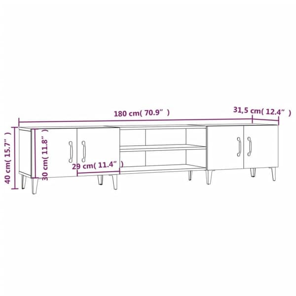 vidaXL tv-bord 180x31,5x40 cm konstrueret træ sort