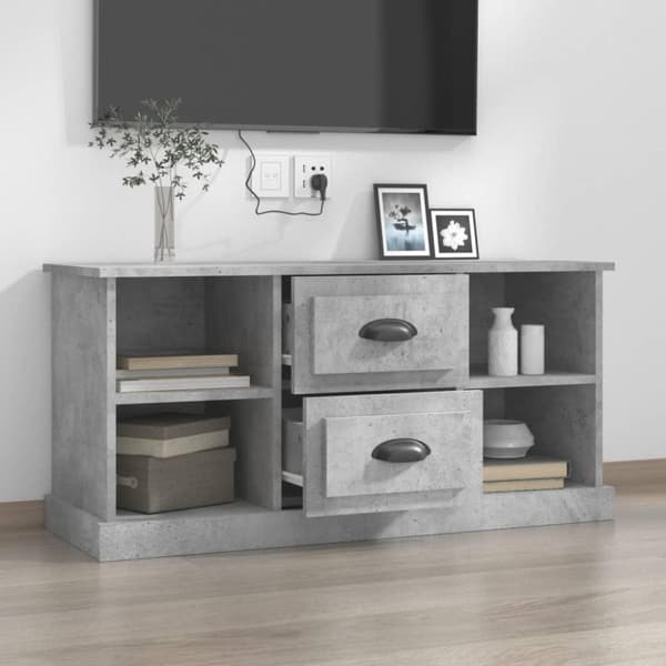 vidaXL tv-bord 99,5x35,5x48 cm konstrueret træ betongrå