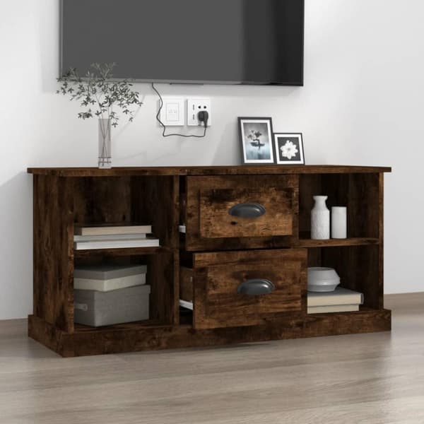 vidaXL tv-bord 99,5x35,5x48 cm konstrueret træ røget egetræsfarve