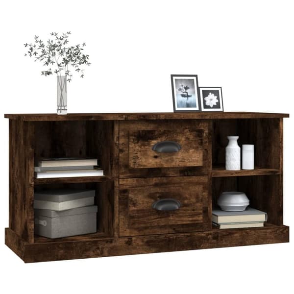 vidaXL tv-bord 99,5x35,5x48 cm konstrueret træ røget egetræsfarve