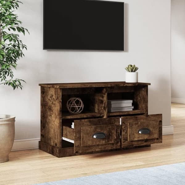 vidaXL tv-bord 80x35x50 cm konstrueret træ røget egetræsfarve