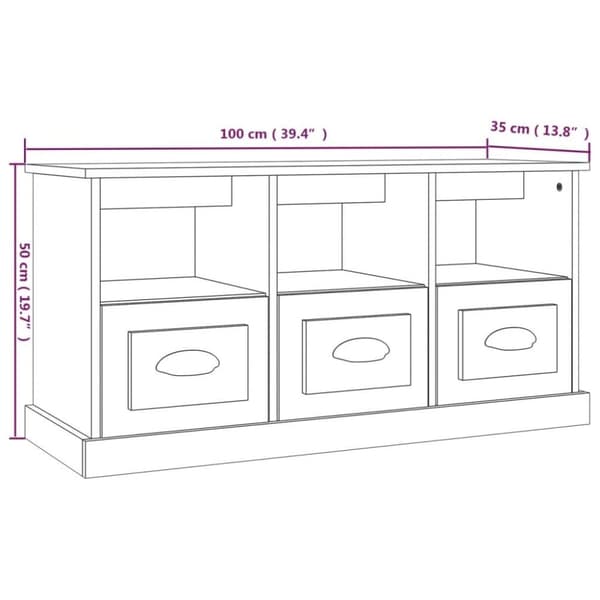 vidaXL tv-bord 100x35x50 cm konstrueret træ sonoma-eg