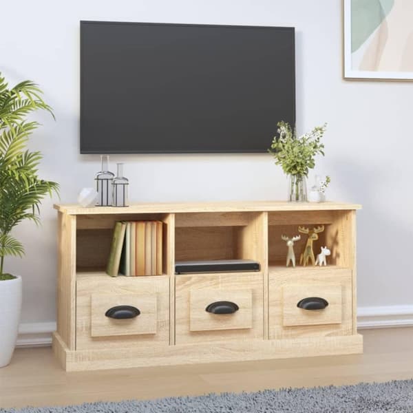 vidaXL tv-bord 100x35x50 cm konstrueret træ sonoma-eg