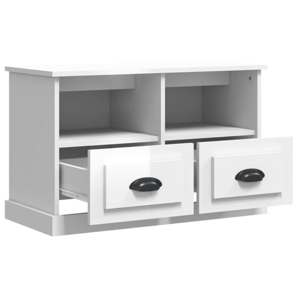 vidaXL tv-bord 80x35x50 cm konstrueret træ hvid højglans