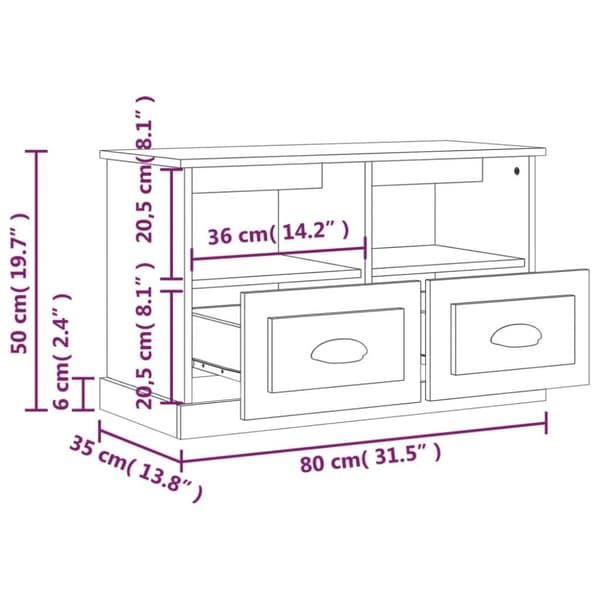 vidaXL tv-bord 80x35x50 cm konstrueret træ hvid højglans