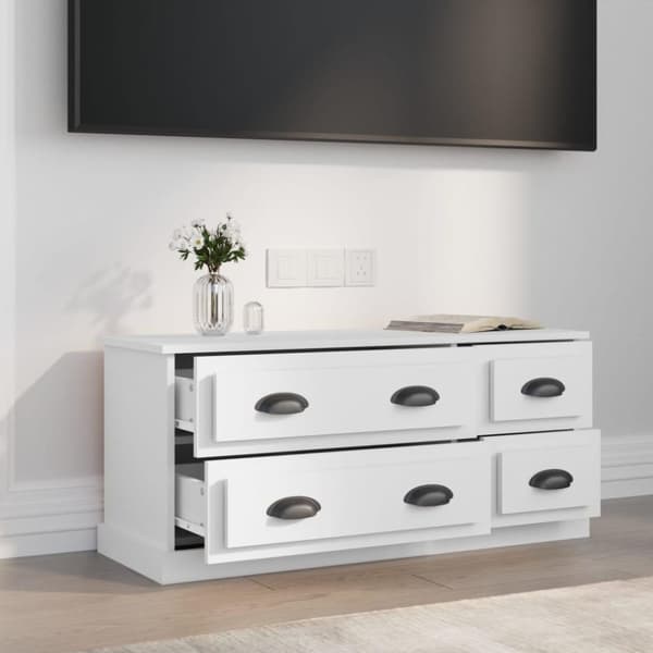 vidaXL TV-taso valkoinen 100x35,5x45 cm tekninen puu