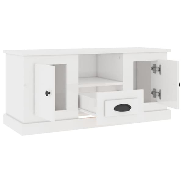 vidaXL tv-bord 100x35,5x45 cm konstrueret træ hvid højglans