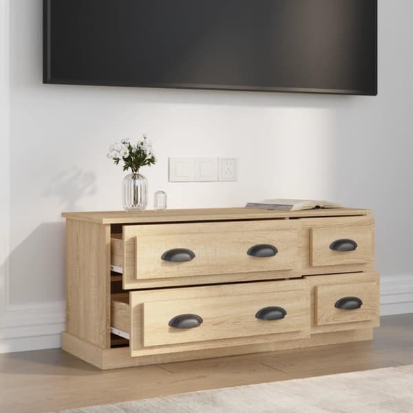 vidaXL tv-bord 100x35,5x45 cm konstrueret træ sonoma-eg