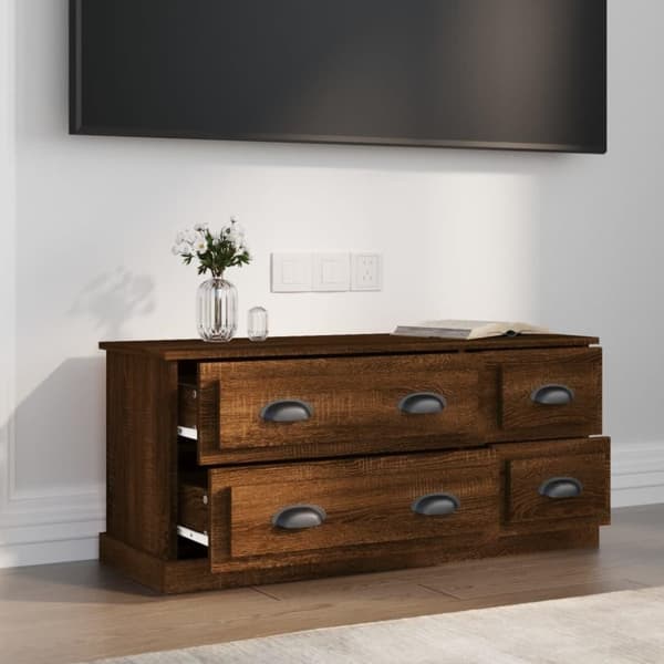 vidaXL tv-bord 100x35,5x45 cm konstrueret træ brun egetræsfarve
