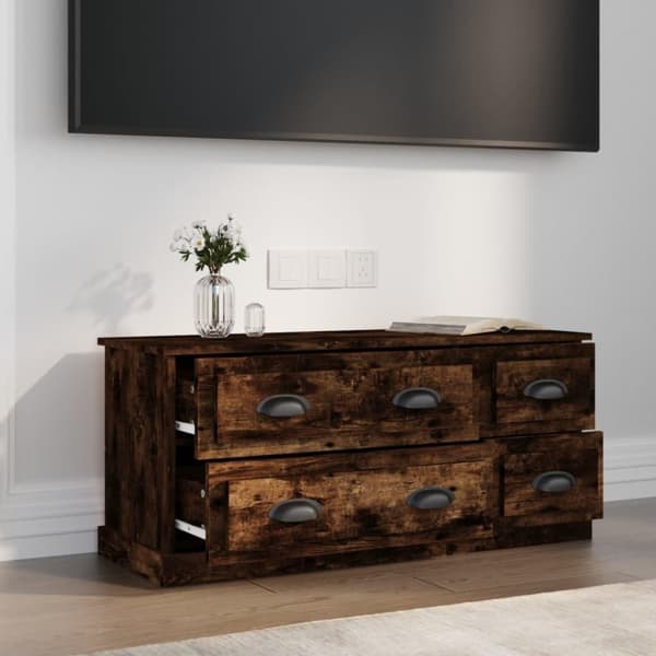 vidaXL tv-bord 100x35,5x45 cm konstrueret træ røget egetræsfarve
