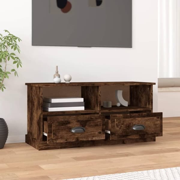 vidaXL tv-bord 93x35,5x45 cm konstrueret træ røget egetræsfarve