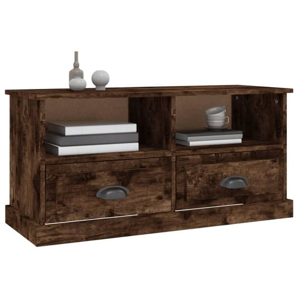 vidaXL tv-bord 93x35,5x45 cm konstrueret træ røget egetræsfarve