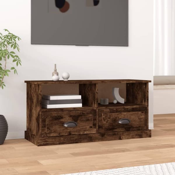 vidaXL tv-bord 93x35,5x45 cm konstrueret træ røget egetræsfarve