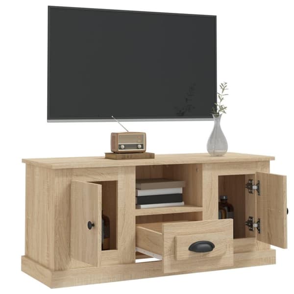 vidaXL TV-benk sonoma eik 100x35,5x45 cm konstruert tre