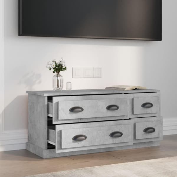 vidaXL TV-benk betonggrå 100x35,5x45 cm konstruert tre