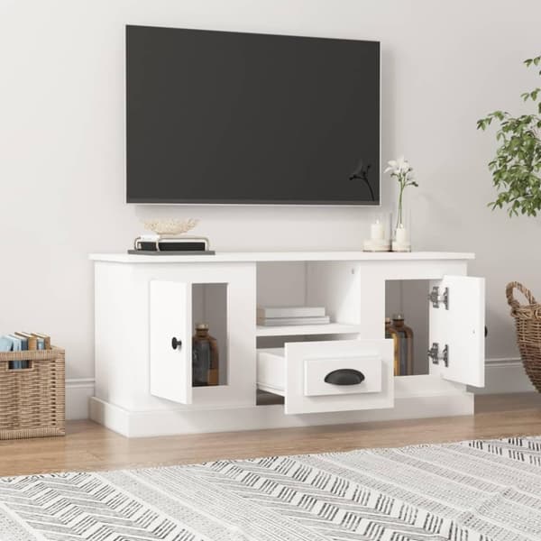vidaXL TV-benk hvit 100x35,5x45 cm konstruert tre