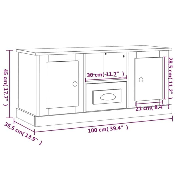 vidaXL TV-benk hvit 100x35,5x45 cm konstruert tre