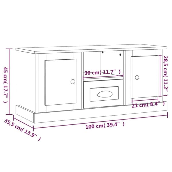vidaXL TV-benk betonggrå 100x35,5x45 cm konstruert tre