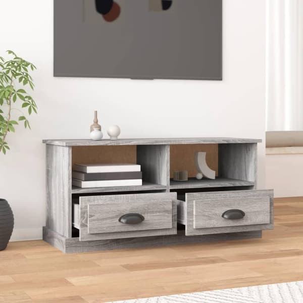 vidaXL tv-bord 93x35,5x45 cm konstrueret træ grå sonoma-eg