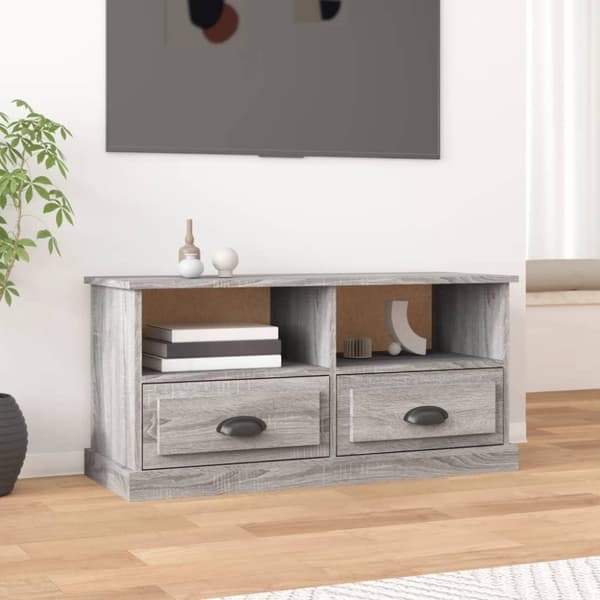 vidaXL tv-bord 93x35,5x45 cm konstrueret træ grå sonoma-eg