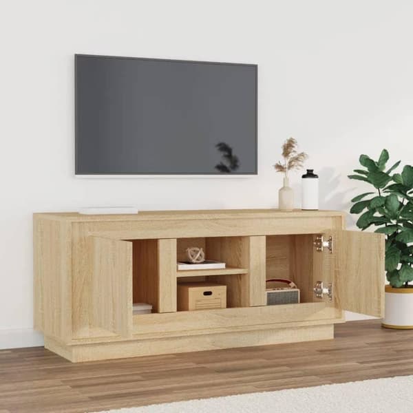 vidaXL TV-benk sonoma eik 102x35x45 cm konstruert tre