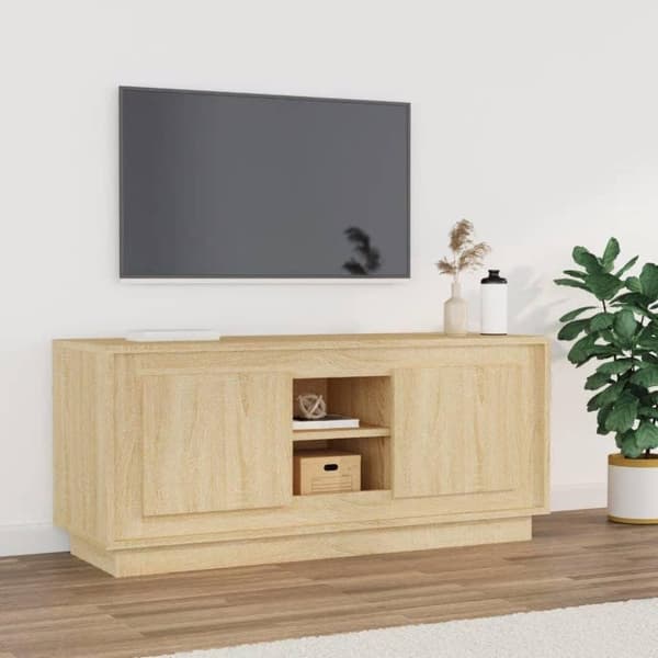 vidaXL TV-benk sonoma eik 102x35x45 cm konstruert tre