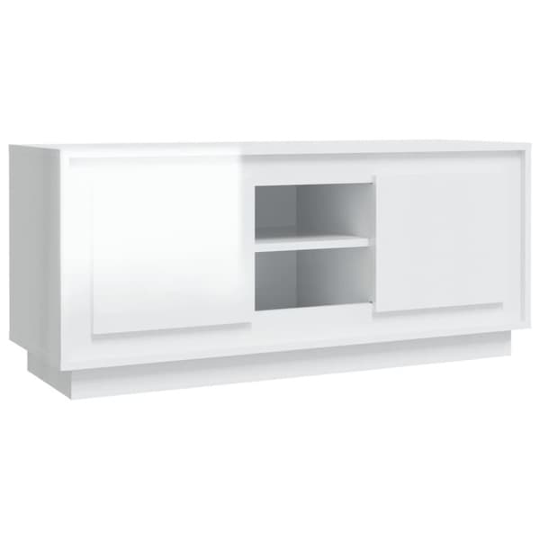 vidaXL tv-bord 102x35x45 cm konstrueret træ hvid højglans