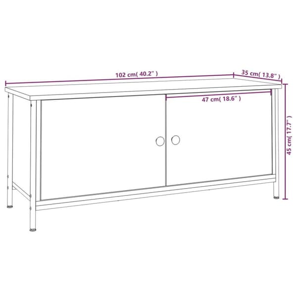vidaXL TV-benk med dører sonoma eik 102x35x45 cm konstruert tre